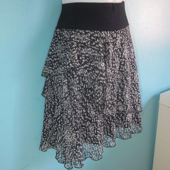 La Fee Maraboutee Womens Size XS Pull On Tiered Blue Pattern Mini Skirt Size 36 - Picture 1 of 10